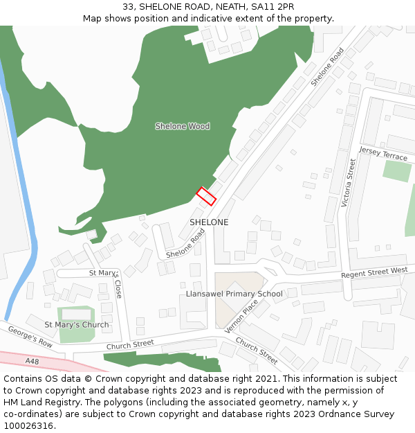 33, SHELONE ROAD, NEATH, SA11 2PR: Location map and indicative extent of plot