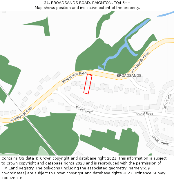 34, BROADSANDS ROAD, PAIGNTON, TQ4 6HH: Location map and indicative extent of plot