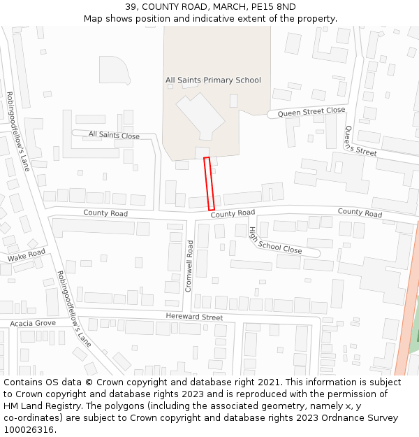 39, COUNTY ROAD, MARCH, PE15 8ND: Location map and indicative extent of plot