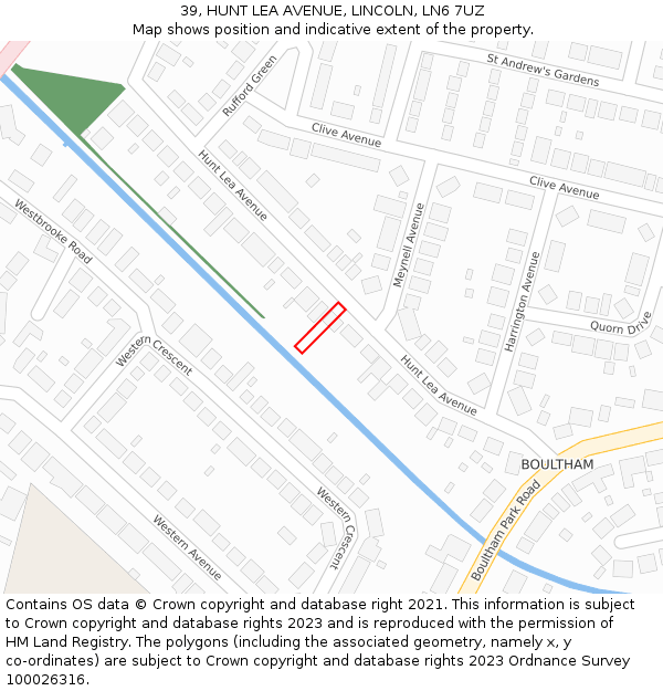 39, HUNT LEA AVENUE, LINCOLN, LN6 7UZ: Location map and indicative extent of plot