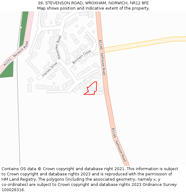 39, STEVENSON ROAD, WROXHAM, NORWICH, NR12 8FE: Location map and indicative extent of plot