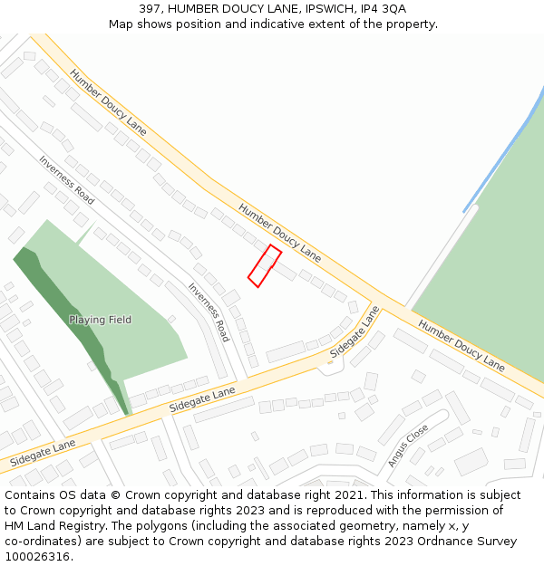397, HUMBER DOUCY LANE, IPSWICH, IP4 3QA: Location map and indicative extent of plot