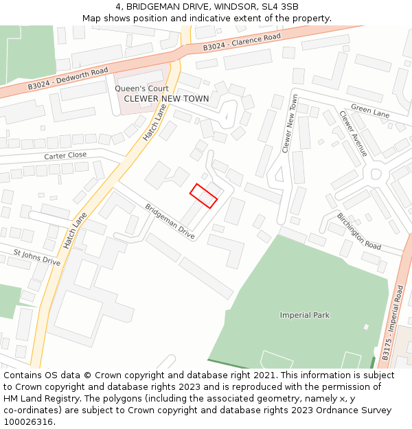 4, BRIDGEMAN DRIVE, WINDSOR, SL4 3SB: Location map and indicative extent of plot