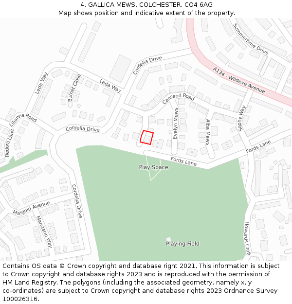 4, GALLICA MEWS, COLCHESTER, CO4 6AG: Location map and indicative extent of plot