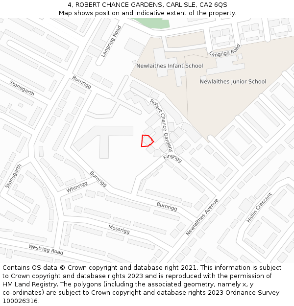 4, ROBERT CHANCE GARDENS, CARLISLE, CA2 6QS: Location map and indicative extent of plot