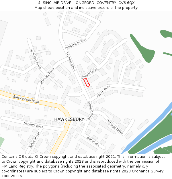 4, SINCLAIR DRIVE, LONGFORD, COVENTRY, CV6 6QX: Location map and indicative extent of plot