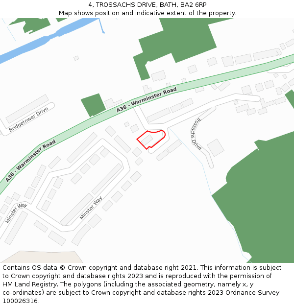 4, TROSSACHS DRIVE, BATH, BA2 6RP: Location map and indicative extent of plot