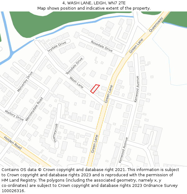 4, WASH LANE, LEIGH, WN7 2TE: Location map and indicative extent of plot