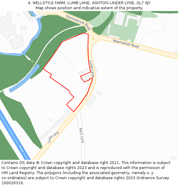 4, WELLSTYLE FARM, LUMB LANE, ASHTON-UNDER-LYNE, OL7 9JY: Location map and indicative extent of plot