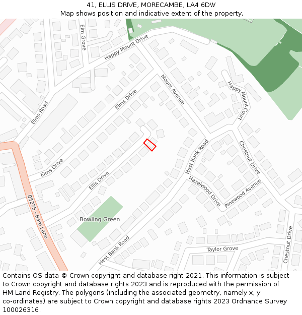 41, ELLIS DRIVE, MORECAMBE, LA4 6DW: Location map and indicative extent of plot