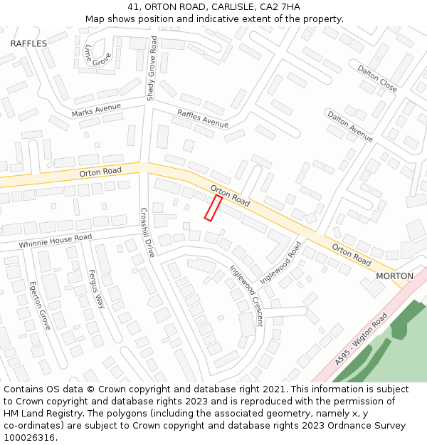 41, ORTON ROAD, CARLISLE, CA2 7HA: Location map and indicative extent of plot