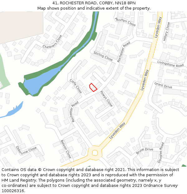 41, ROCHESTER ROAD, CORBY, NN18 8PN: Location map and indicative extent of plot