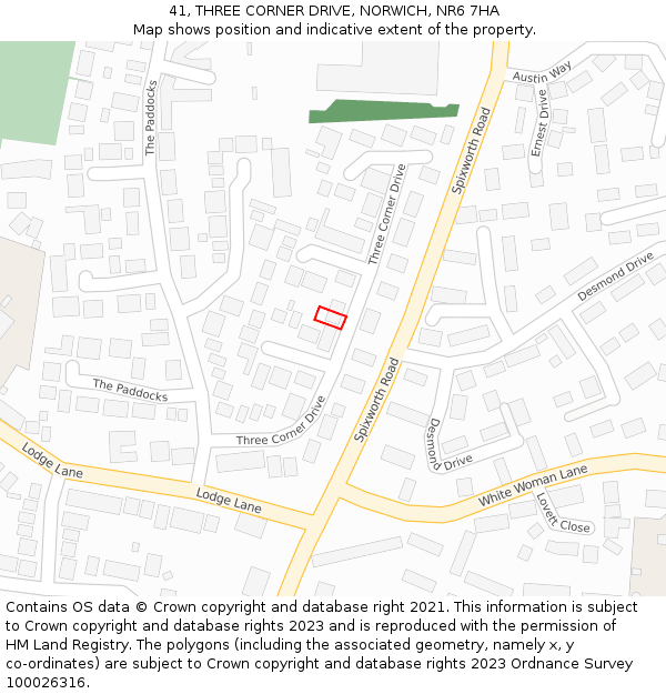 41, THREE CORNER DRIVE, NORWICH, NR6 7HA: Location map and indicative extent of plot