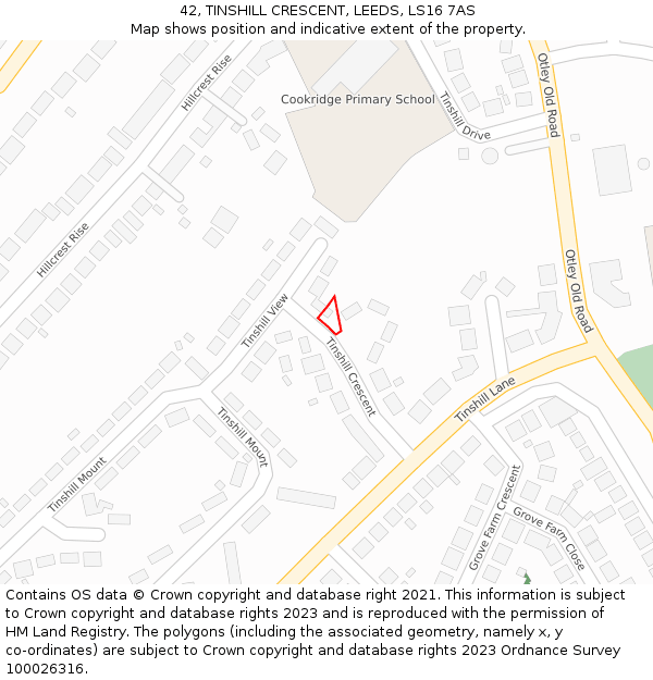 42, TINSHILL CRESCENT, LEEDS, LS16 7AS: Location map and indicative extent of plot