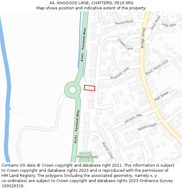44, ANGOODS LANE, CHATTERIS, PE16 6RG: Location map and indicative extent of plot