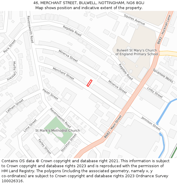 46, MERCHANT STREET, BULWELL, NOTTINGHAM, NG6 8GU: Location map and indicative extent of plot