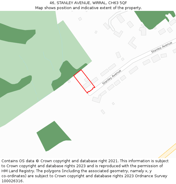 46, STANLEY AVENUE, WIRRAL, CH63 5QF: Location map and indicative extent of plot