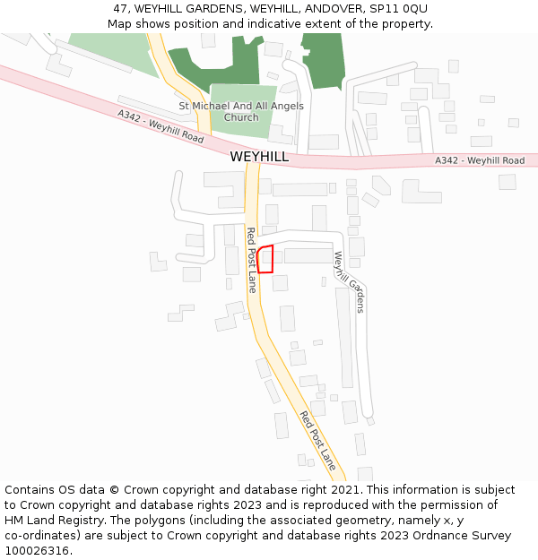 47, WEYHILL GARDENS, WEYHILL, ANDOVER, SP11 0QU: Location map and indicative extent of plot