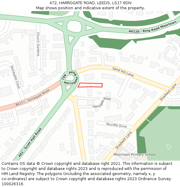 472, HARROGATE ROAD, LEEDS, LS17 6DN: Location map and indicative extent of plot