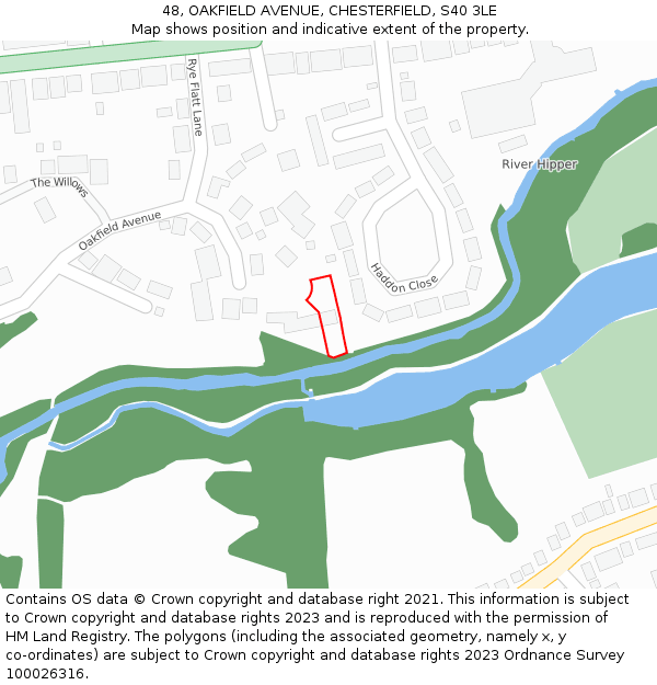 48, OAKFIELD AVENUE, CHESTERFIELD, S40 3LE: Location map and indicative extent of plot