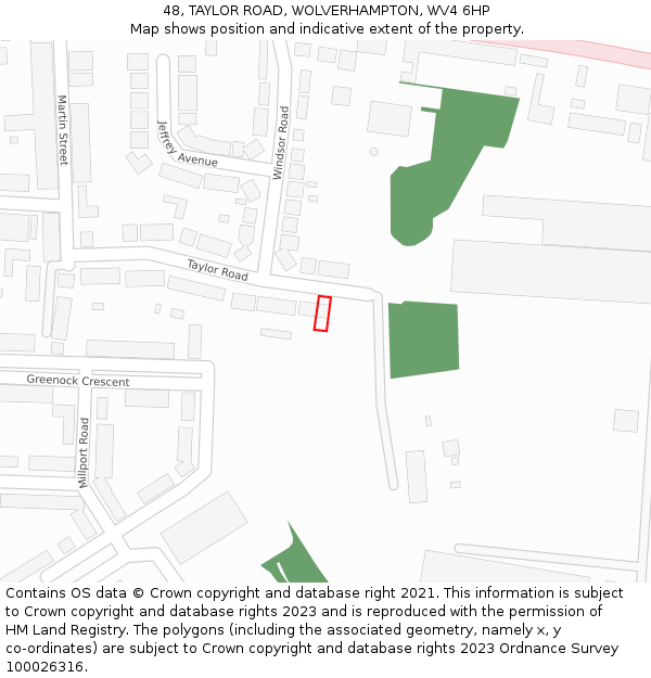 48, TAYLOR ROAD, WOLVERHAMPTON, WV4 6HP: Location map and indicative extent of plot