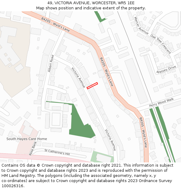 49, VICTORIA AVENUE, WORCESTER, WR5 1EE: Location map and indicative extent of plot