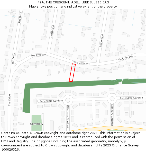 49A, THE CRESCENT, ADEL, LEEDS, LS16 6AG: Location map and indicative extent of plot