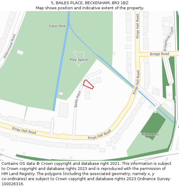 5, BAILES PLACE, BECKENHAM, BR3 1BZ: Location map and indicative extent of plot