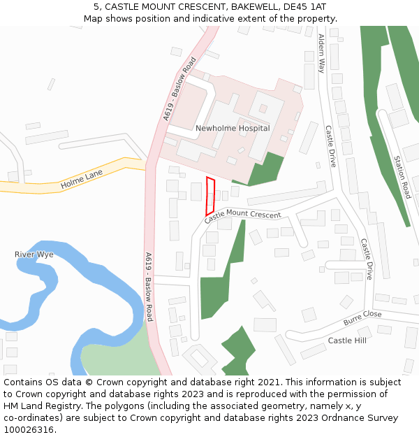 5, CASTLE MOUNT CRESCENT, BAKEWELL, DE45 1AT: Location map and indicative extent of plot