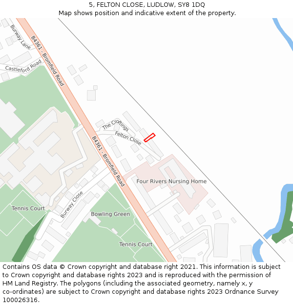 5, FELTON CLOSE, LUDLOW, SY8 1DQ: Location map and indicative extent of plot