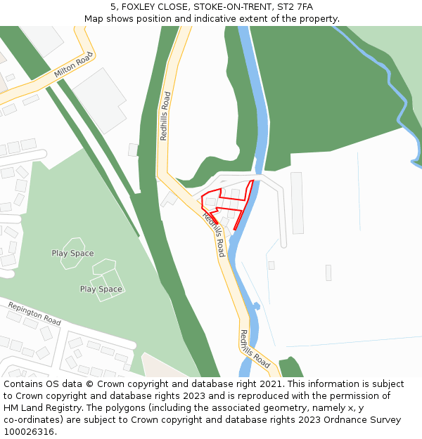 5, FOXLEY CLOSE, STOKE-ON-TRENT, ST2 7FA: Location map and indicative extent of plot