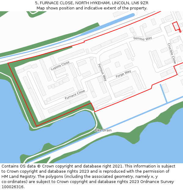 5, FURNACE CLOSE, NORTH HYKEHAM, LINCOLN, LN6 9ZR: Location map and indicative extent of plot