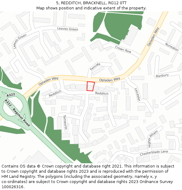 5, REDDITCH, BRACKNELL, RG12 0TT: Location map and indicative extent of plot