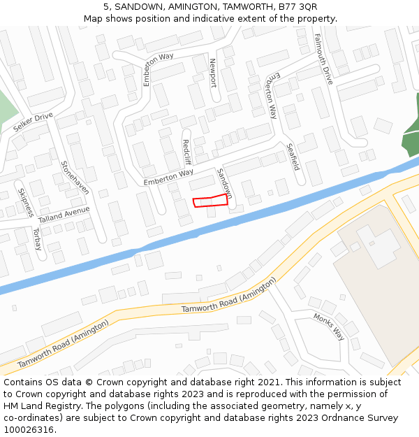 5, SANDOWN, AMINGTON, TAMWORTH, B77 3QR: Location map and indicative extent of plot
