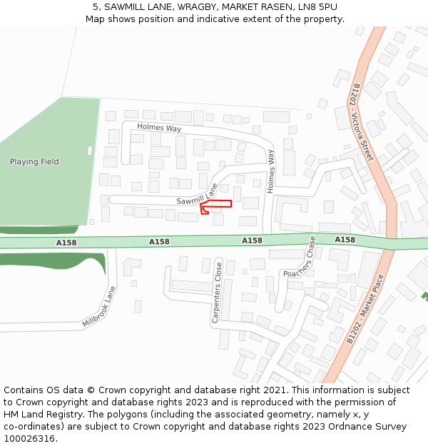 5, SAWMILL LANE, WRAGBY, MARKET RASEN, LN8 5PU: Location map and indicative extent of plot
