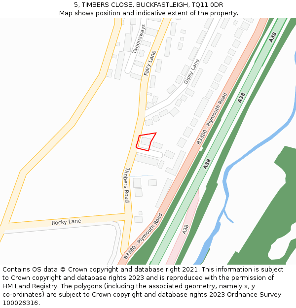 5, TIMBERS CLOSE, BUCKFASTLEIGH, TQ11 0DR: Location map and indicative extent of plot