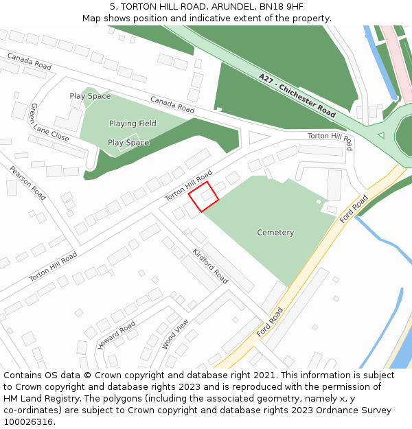 5, TORTON HILL ROAD, ARUNDEL, BN18 9HF: Location map and indicative extent of plot