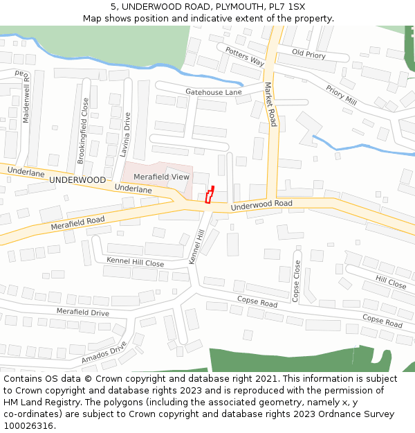5, UNDERWOOD ROAD, PLYMOUTH, PL7 1SX: Location map and indicative extent of plot