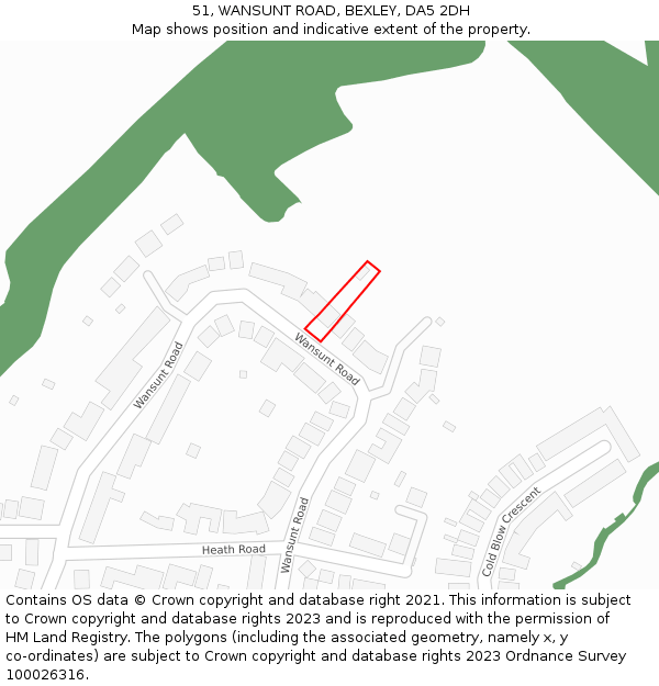 51, WANSUNT ROAD, BEXLEY, DA5 2DH: Location map and indicative extent of plot