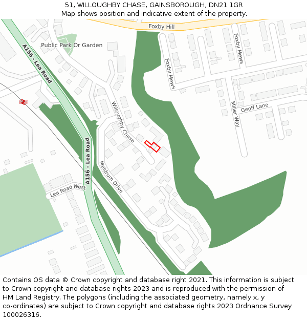 51, WILLOUGHBY CHASE, GAINSBOROUGH, DN21 1GR: Location map and indicative extent of plot