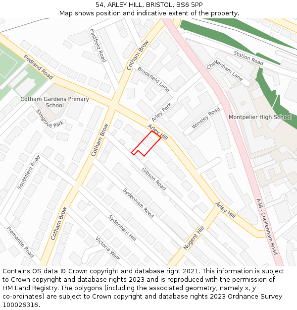 54, ARLEY HILL, BRISTOL, BS6 5PP: Location map and indicative extent of plot