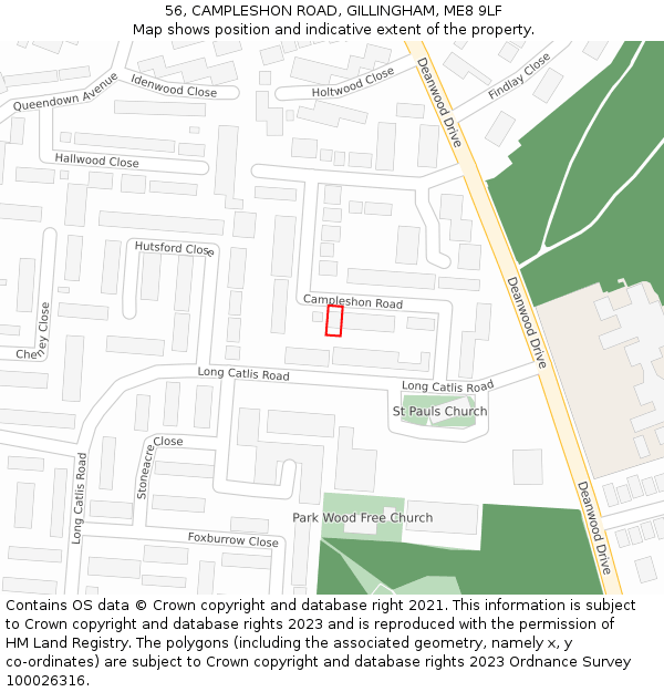 56, CAMPLESHON ROAD, GILLINGHAM, ME8 9LF: Location map and indicative extent of plot