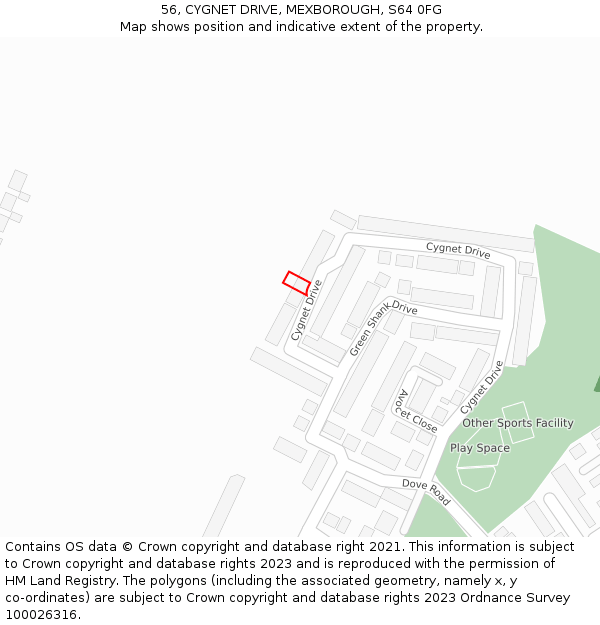 56, CYGNET DRIVE, MEXBOROUGH, S64 0FG: Location map and indicative extent of plot