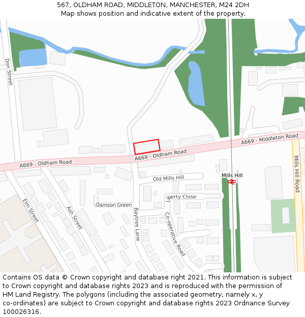 567, OLDHAM ROAD, MIDDLETON, MANCHESTER, M24 2DH: Location map and indicative extent of plot