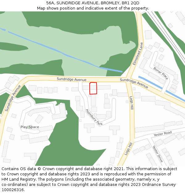 56A, SUNDRIDGE AVENUE, BROMLEY, BR1 2QD: Location map and indicative extent of plot