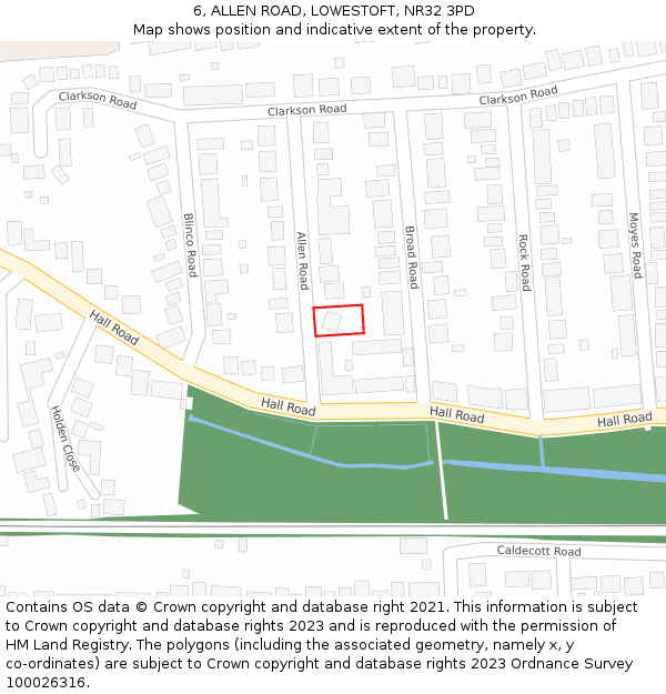 6, ALLEN ROAD, LOWESTOFT, NR32 3PD: Location map and indicative extent of plot