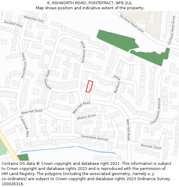 6, ASHWORTH ROAD, PONTEFRACT, WF8 2UL: Location map and indicative extent of plot
