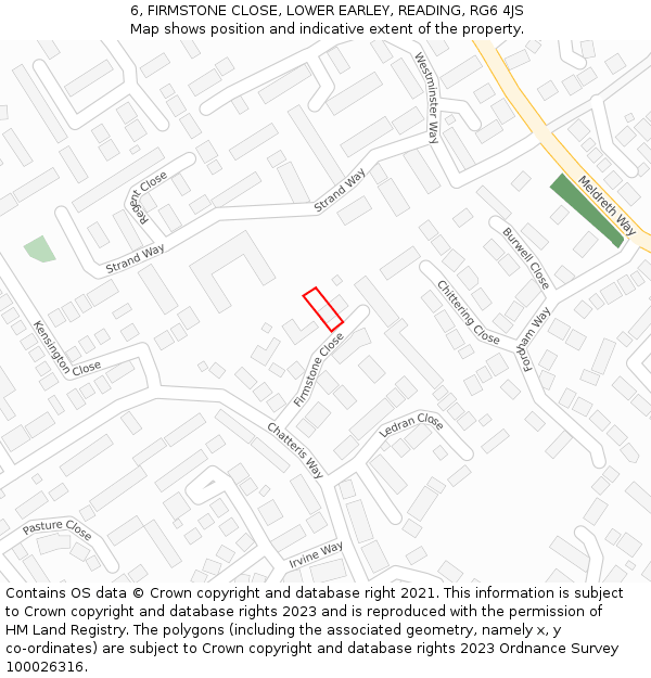 6, FIRMSTONE CLOSE, LOWER EARLEY, READING, RG6 4JS: Location map and indicative extent of plot
