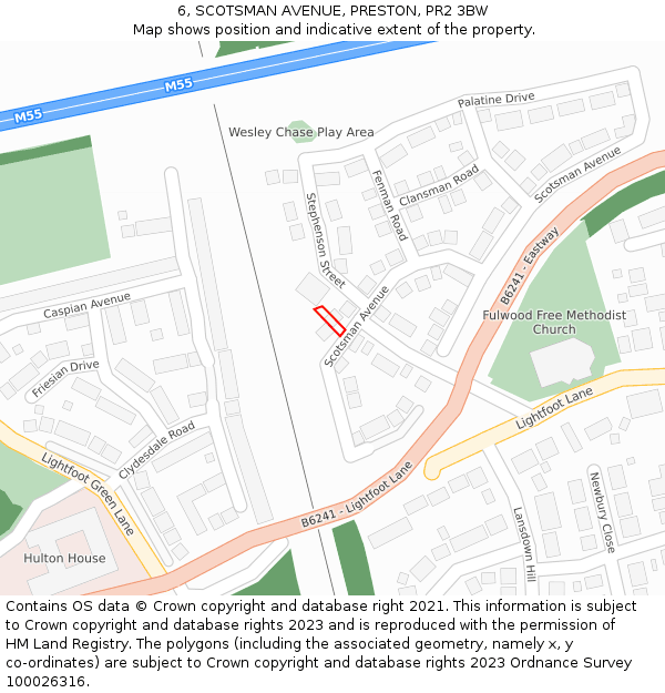 6, SCOTSMAN AVENUE, PRESTON, PR2 3BW: Location map and indicative extent of plot