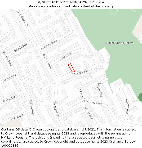 6, SHETLAND DRIVE, NUNEATON, CV10 7LA: Location map and indicative extent of plot